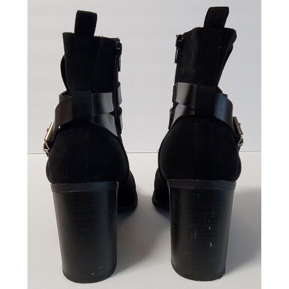 Steve Madden Girl Boot Booties Eliot ELIO0J1 WO 9M Black Strap Buckle Heel Shoes - Picture 9 of 12